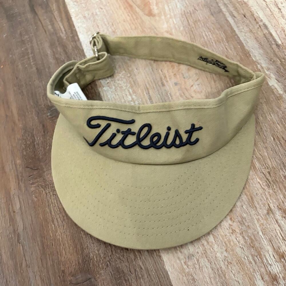 Titleist New Era golf visor khaki black embroidered script branding vintage EUC